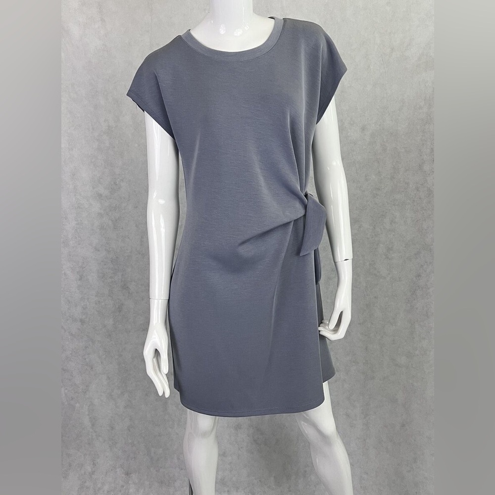 Cable & Gauge Blue Knotted Tie Waist Shift Dress - Picture 2 of 7